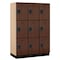 Salsbury Industries 3 Tier Designer Locker, 54"Wx76"Hx21"D, 9 Door, Mahogany 18-23361MAH - alternate 1
